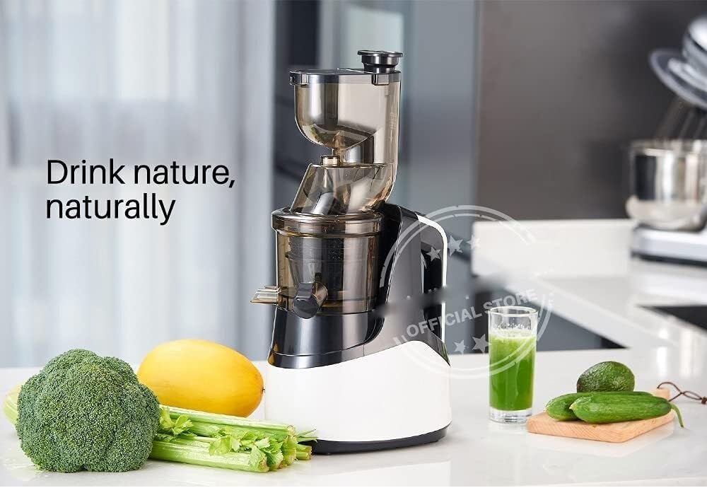 Slow Juicer, 7Lv Spiral Cold Press Juicer with Filter, Large Diameter Electric Juicer, Easy to Clean, 150W, 50dB Noise, 1000ML Capacity
