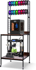2 Tier 3D Printer Filament Storage Rack,Mobile Printer Stand with Wheels - Heavy Duty Shelf, Sturdy Filament Organizer for 3D Printer Filaments ABS/TPU/Nylon(2 Printers, 20 Consumables)