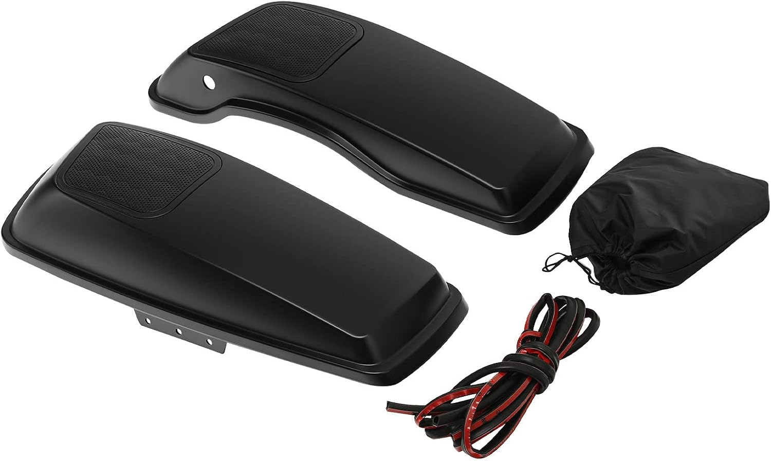 HR3 Black Denim Saddlebag Lids w/ 6'x9' Speaker Grills Compatible with 2014-later Harley Touring Road Glide Street Glide Ultra Limited Electra Glide Standard