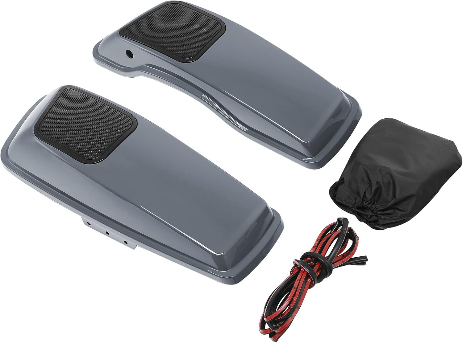 HR3 Gunship Gray Saddlebag Lids w/ 6'x9' Speaker Grills Compatible with 2014-later Harley Touring Road Glide Street Glide Ultra Limited Electra Glide Standard Models