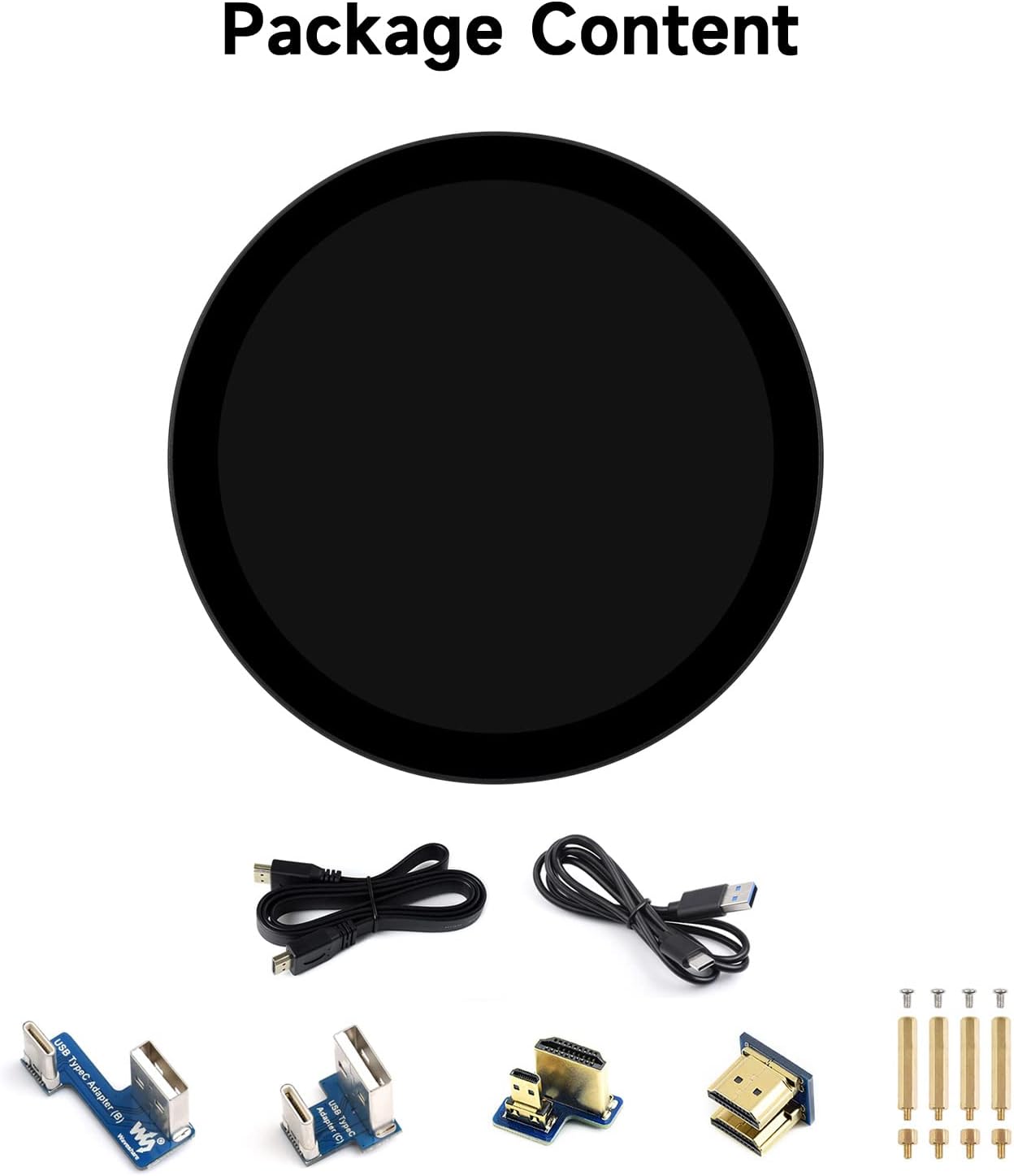 waveshare 5inch HDMI Round Touch Display, 1080 × 1080 Resolution, IPS, 10-Point Touch, Compatible with Raspberry Pi 5/4B/3B/Zero/Zero W/Zero 2W/Pico/Pico W/Pico WH