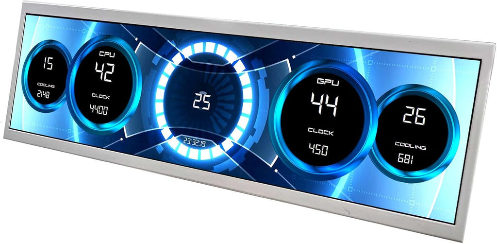 VSDISPLAY 14.5 Inch White LCD Monitor 2560x720 2K Resolution USB-C Stretched Bar Display for Computer PC Case GPU CPU Secondary Screen
