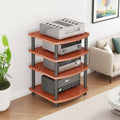 4-Tier AV Media Stand Audio Rack Tower Adjustable Height TV Game Console Equipment Shelf CD Record Player Stereo Component Rack Cabinet for Home Theater Studio,Brown,4 Tier