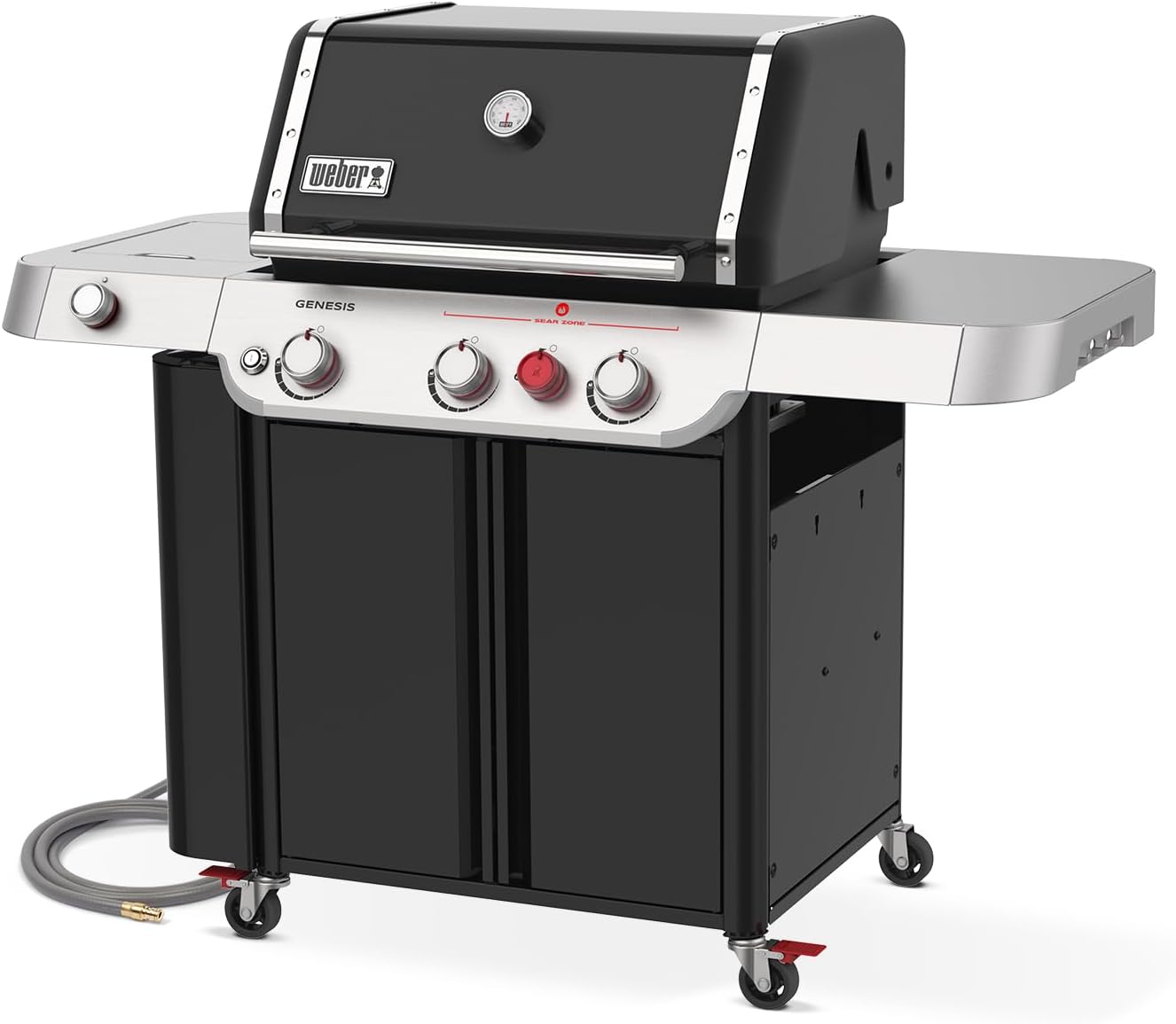 Weber Genesis E-335 Natural Gas Grill for Outdoor Cooking, 3 Burners and 1 Side Burner, Black – Porcelain-Enameled Cast-Iron Grates, PureBlu Burners & Sear Zone