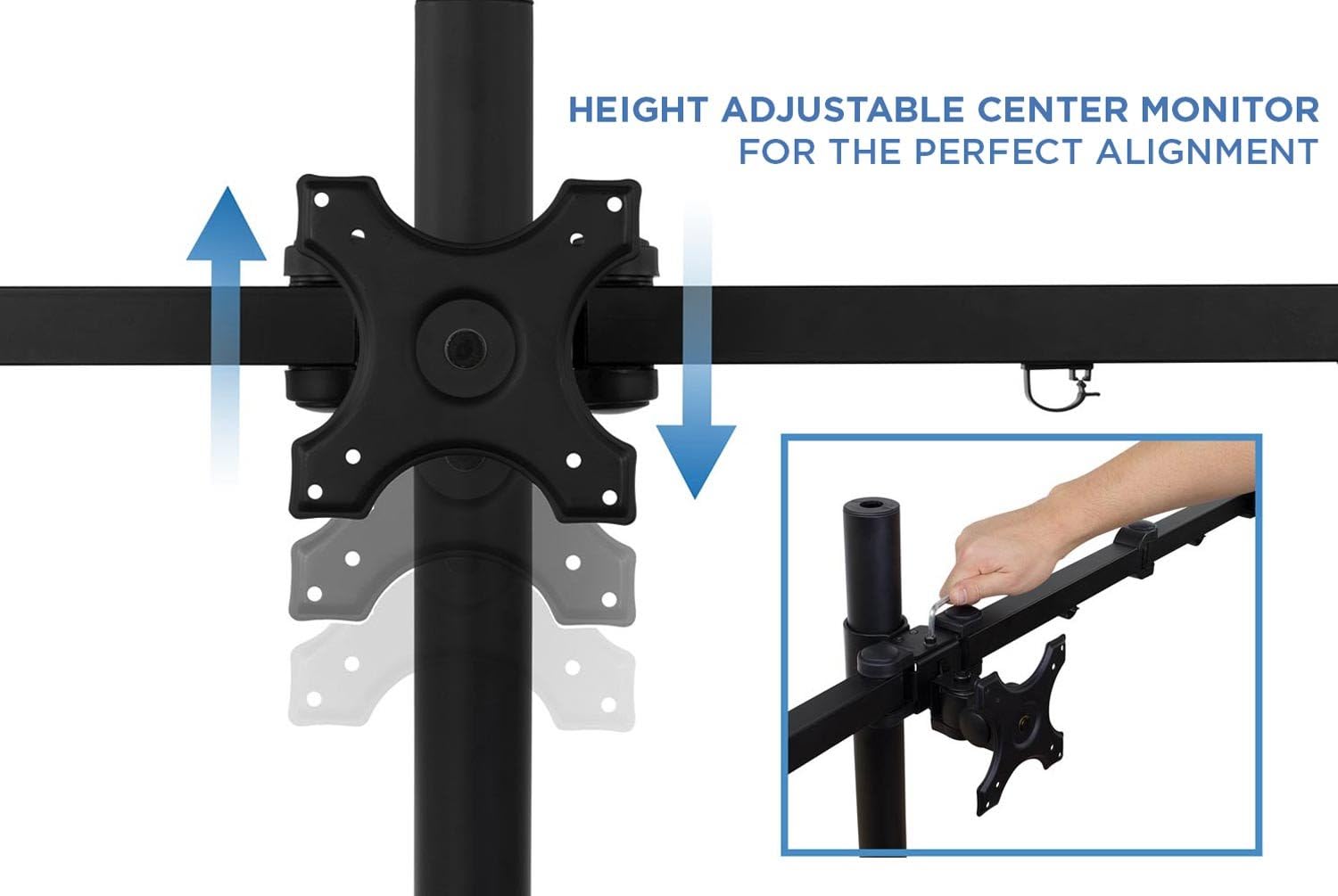Mount-It! Triple Monitor Stand for 3 Screens up to 24', Height Adjustable Desk Mount with Free Standing or Grommet Base, 22 lbs per Arm, VESA 75x75 100x100 Compatible, Full Motion Monitor Mount MI-789