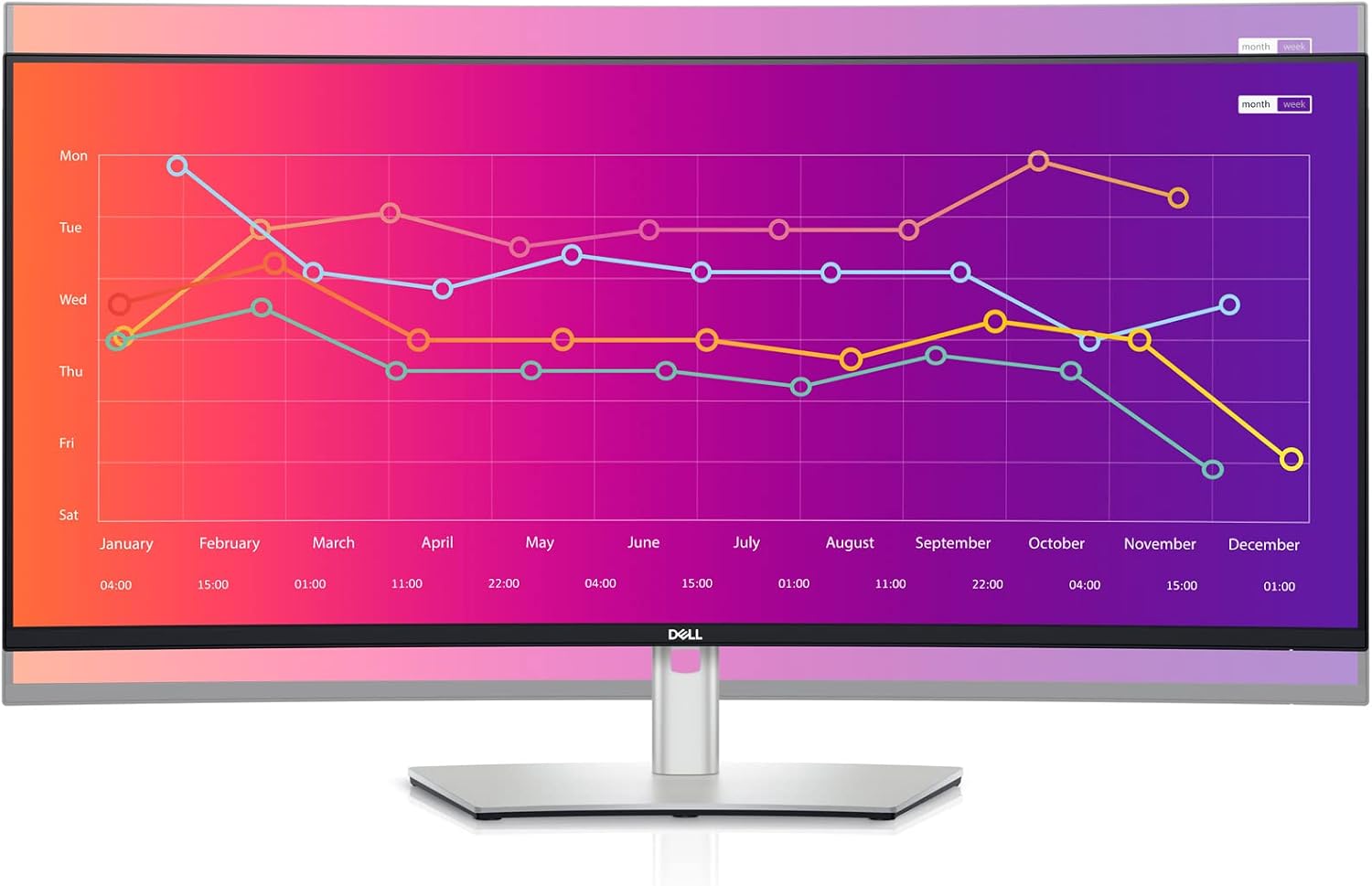 Dell U3821DW UltraSharp Curved USB-C Hub Monitor - 37.52-inch WQHD (3840 x 1600) 60Hz 2300R Curvature Display, 8ms Response time, USB-C/DP/HDMI/RJ-45, Height/Slant/Tilt/Swivel Adjustability - Silver