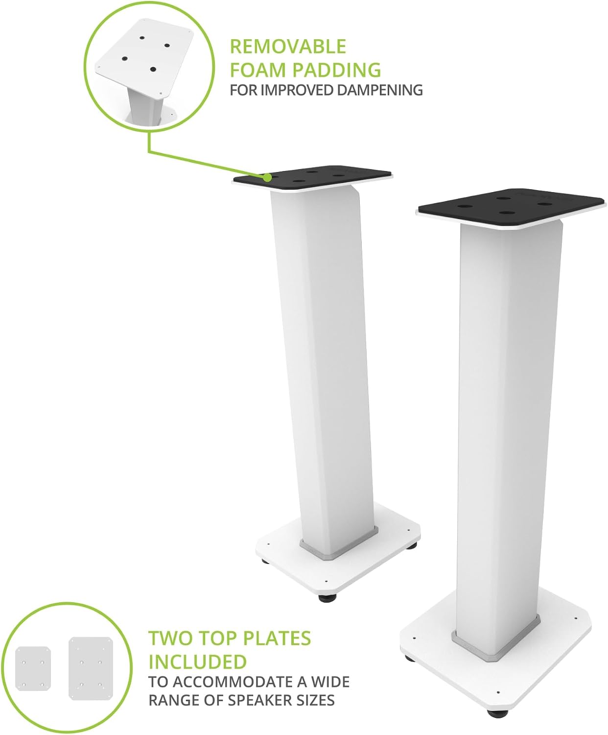 Kanto SX30 Universal Fillable Speaker Floor Stands for Bookshelf Speakers | 30' Tall | Adjustable Isolation Feet | Dedicated Cable Channel | Fill Bags & Level Incl. | Pair | White