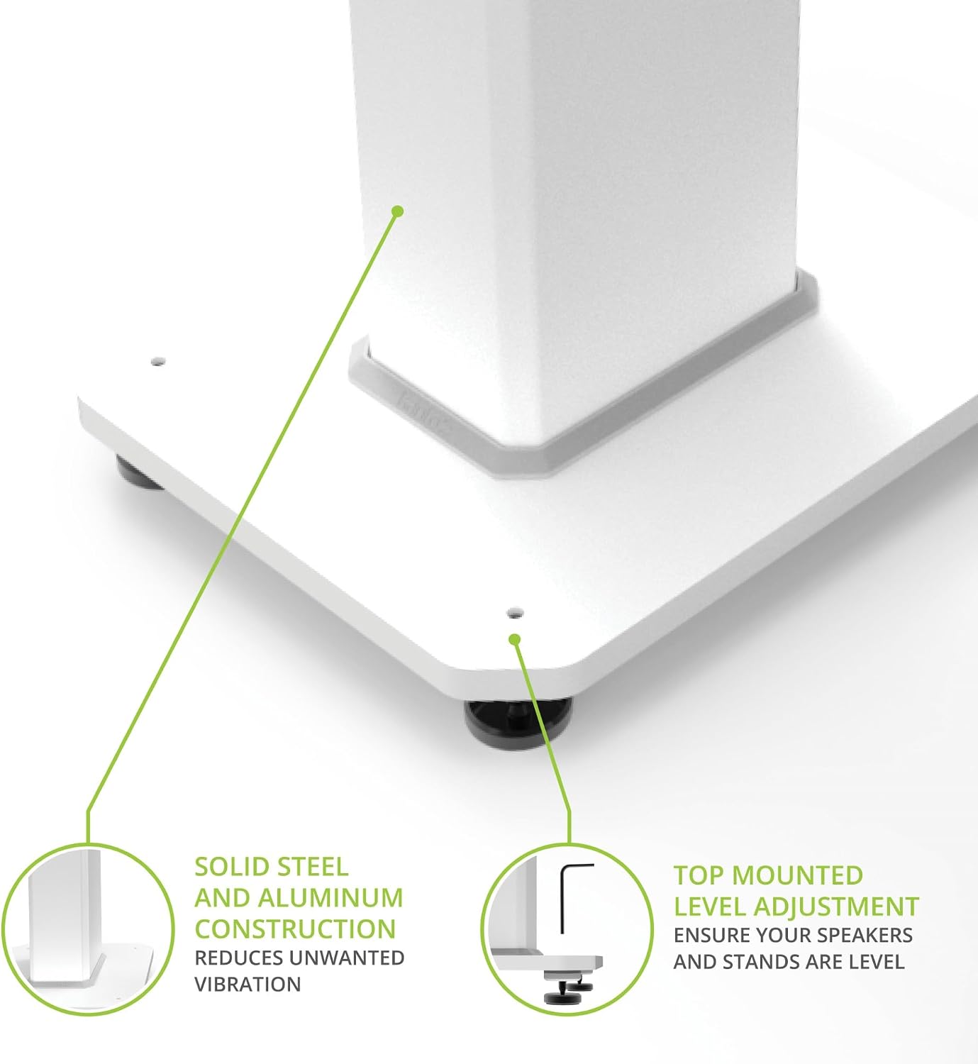 Kanto SX30 Universal Fillable Speaker Floor Stands for Bookshelf Speakers | 30' Tall | Adjustable Isolation Feet | Dedicated Cable Channel | Fill Bags & Level Incl. | Pair | White