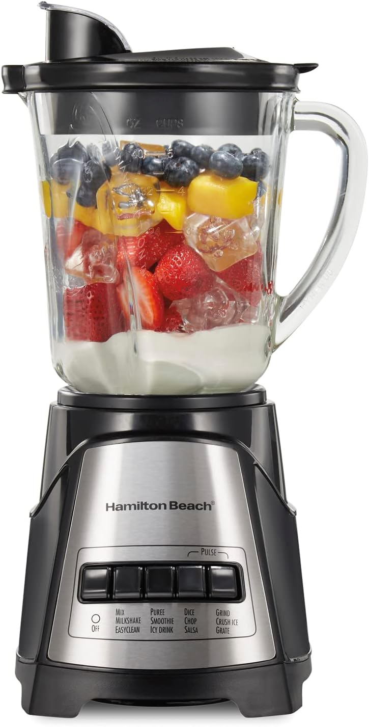 Hamilton Beach Air Fryer Countertop Toaster Oven, Stainless Steel & Power Elite Wave Action Blender, Stainless Steel Ice Sabre-Blades, Black (58148A)