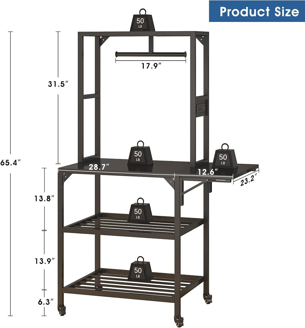 ZeHuoGe 3D Printer Stand, Heavy Duty 3D Printer Table Stand with Filament Storage Rack, T-Shaped Spools Holder Rack with Wheels,3D Printer Workbench for 3D Printing Studio