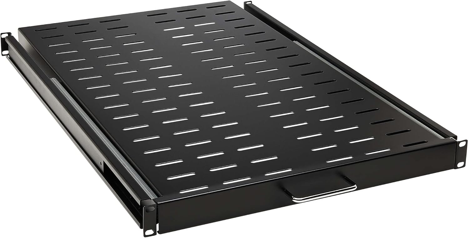 Tripp Lite 1U Sliding Steel Server Rack Enclosure Shelf, Vented Airflow Design, Mount Hardware Included, 28.3 inch Depth, 50 lb / 23 Kg Capacity, 5-Year Warranty (SRSHELF4PSLVENT)