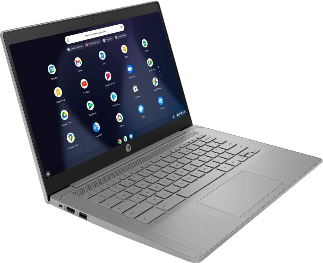 HP Chromebook 14a 14' HD (Intel 4-Core Celeron N4120, 4GB RAM, 64GB eMMc, UHD Graphics 600) Home & Student Laptop, 14 Hours Battery Life, Anti-Glare, Webcam, Wi-Fi, Type-C, Chrome OS (Renewed)
