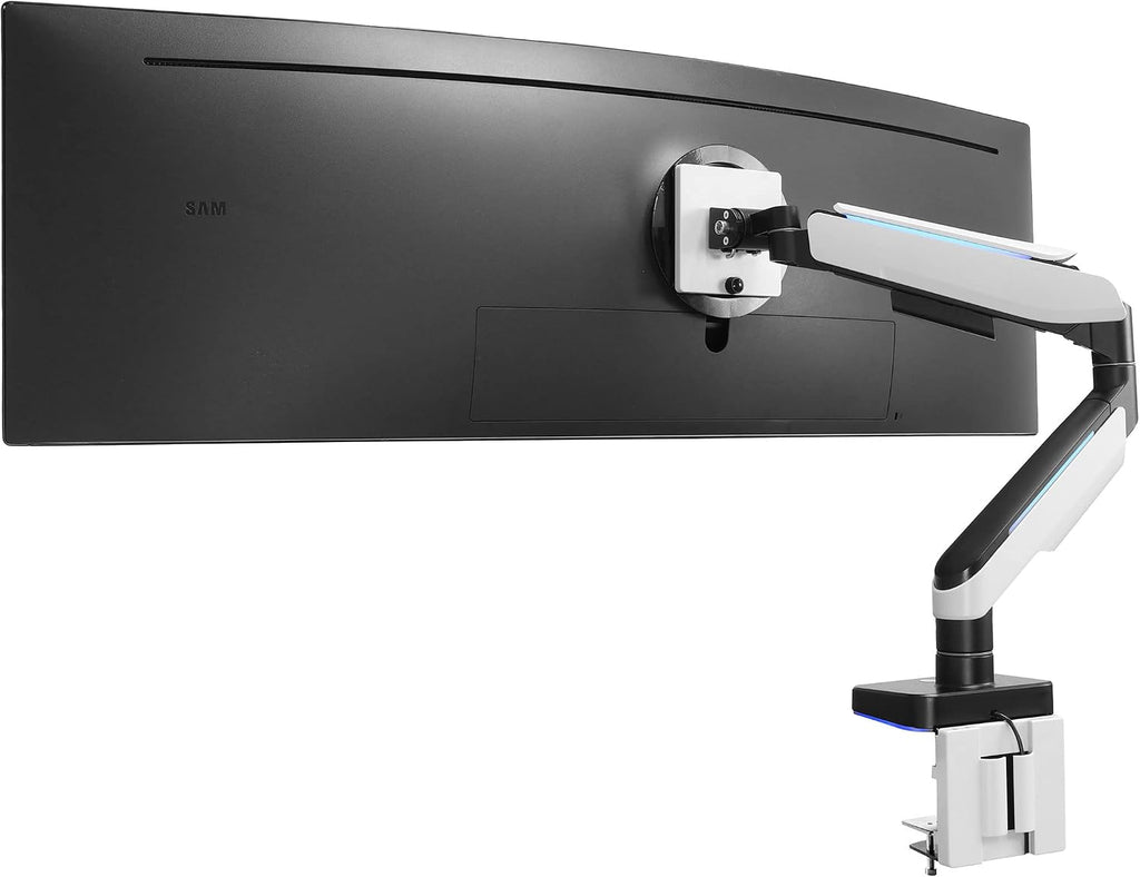 Mount-It! Heavy-Duty Ultrawide Monitor Arm up to 49', 44 lb Capacity, Desk Mount for Curved & Widescreen Monitors, Compatible with Samsung Odyssey G9, Gas Spring, RGB Lighting, VESA 75x75 & 100x100
