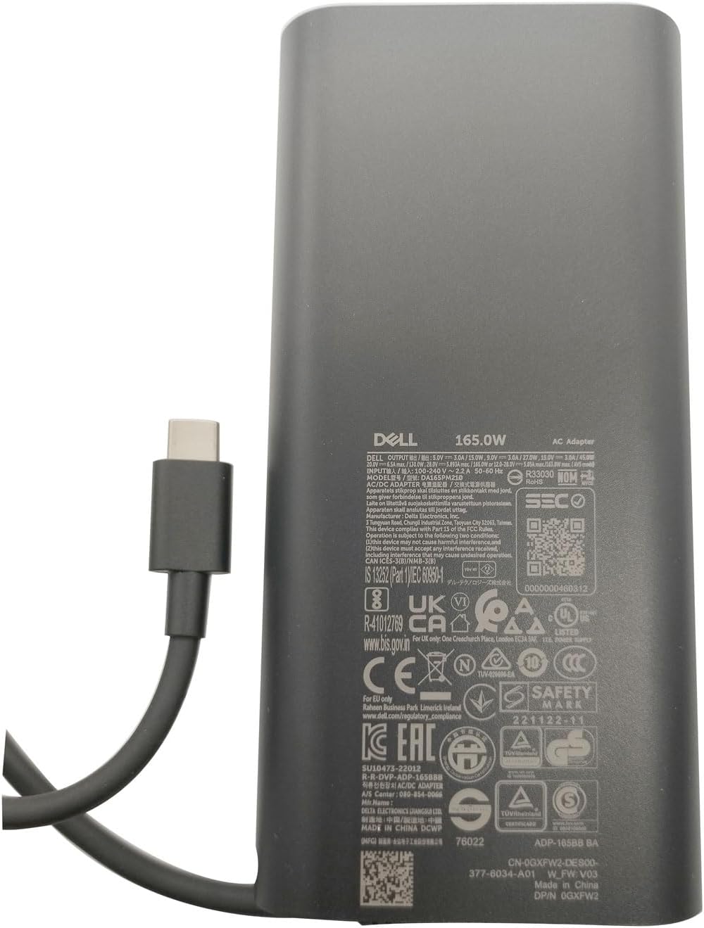 Dell Laptop Charger 165W Watt USB Type C AC Power Adapter Precision 5680 28V 5.893A