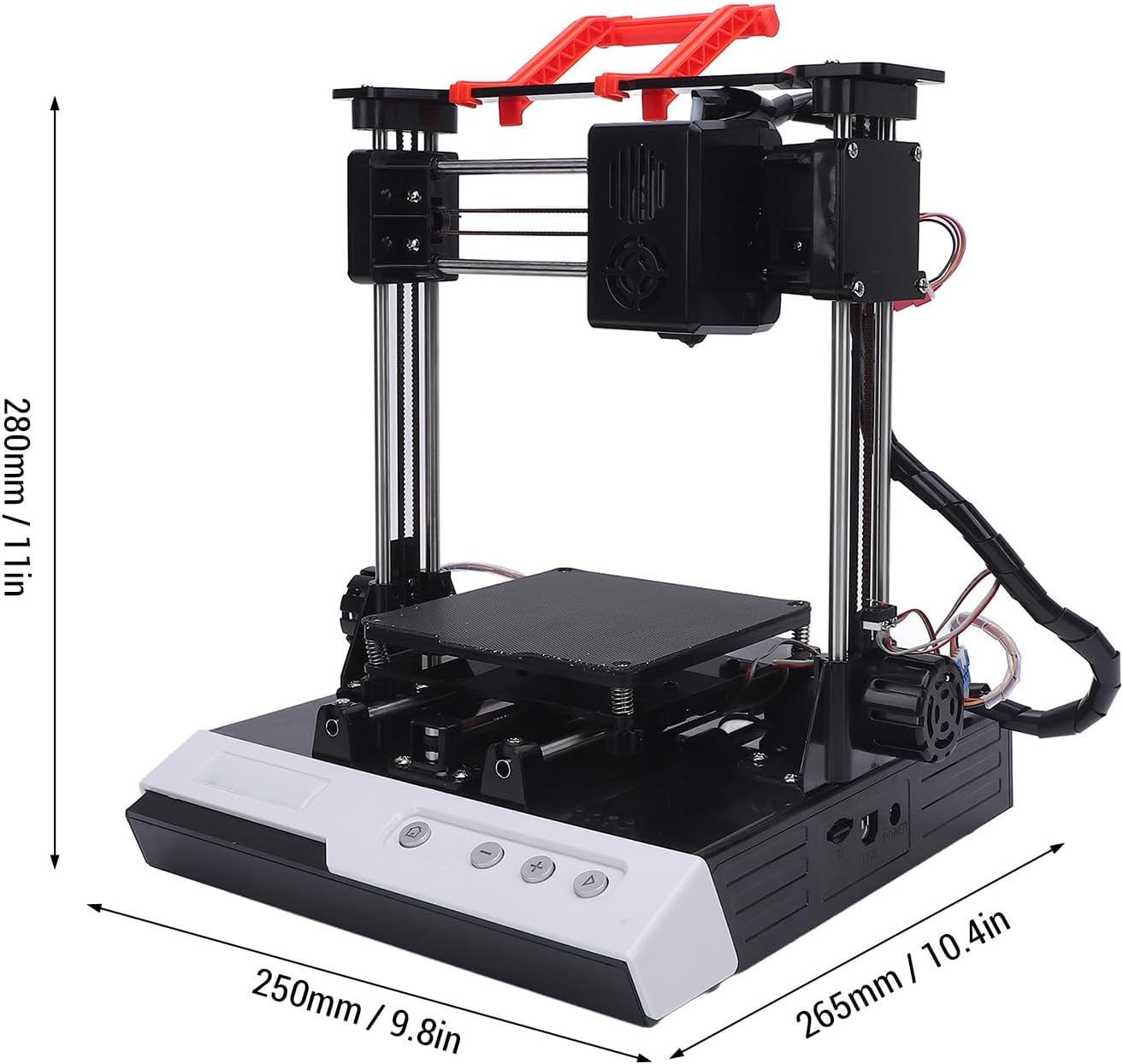 Mini 3D Printer - PLA/TPU Filament | 100x100x100mm Printing Size | 0.4mm Nozzle | Fully Open Source | Support STL Formats | 3D Printing Machine for Kids and Beginners (Orange White) (Black White)