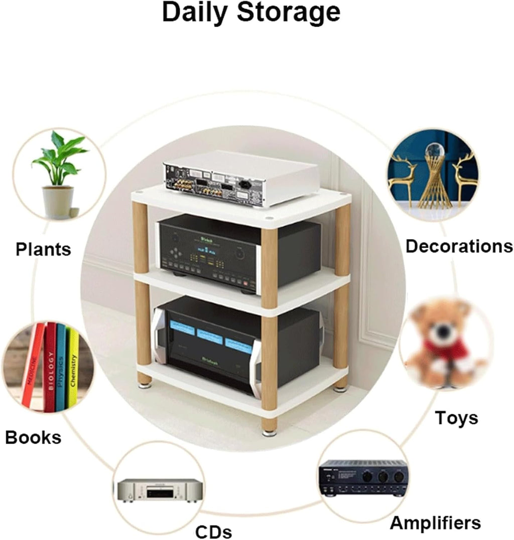 Audio Rack Stereo Rack 2/3/4 Tier Audio Equipment Rack Wooden Audio Rack Cabinet HiFi Rack Double Wide Audio Component Rack Durable(Natural,2 Tier)