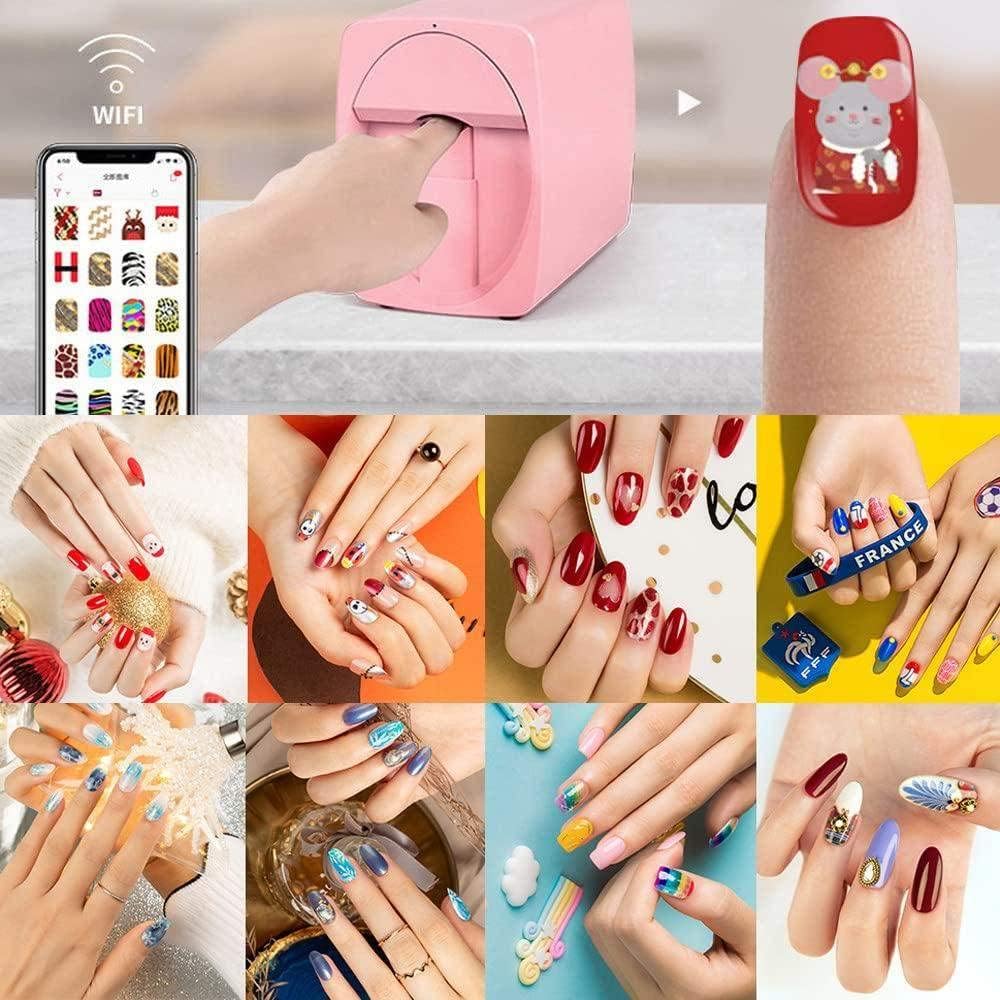 3D Smart Automatic Nail Printer Machine,Nail Art Printer, Support WiFi/DIY/USB, Multifunction Portable Mobile Nail Painting Machine for Kid/Nail Studio/Manicurist/Nail
