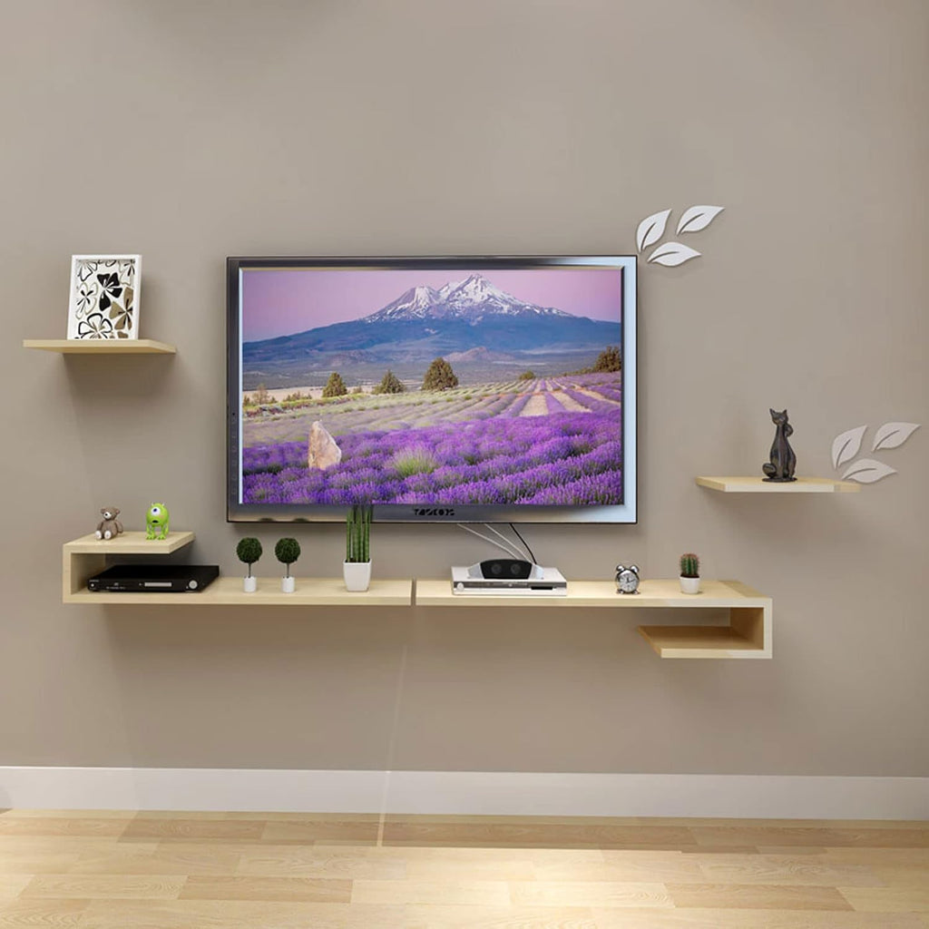 Wall Shelf Wall mounted TV Cabinet Floating Shelf TV Console Audio-visual Equipment Shelves Set-top box WiFi Router CD DVD Media Storage Shelf Bedroom Living room Office TV Bracket Wooden Shelf