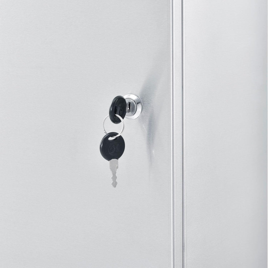 Global Industrial Stainless Steel Narcotics Cabinet, Double Door/Double Lock, 16' W x 8' D x 24' H, for Doctor's Offices, Patient Rooms, Hospitals, Laboratories and More