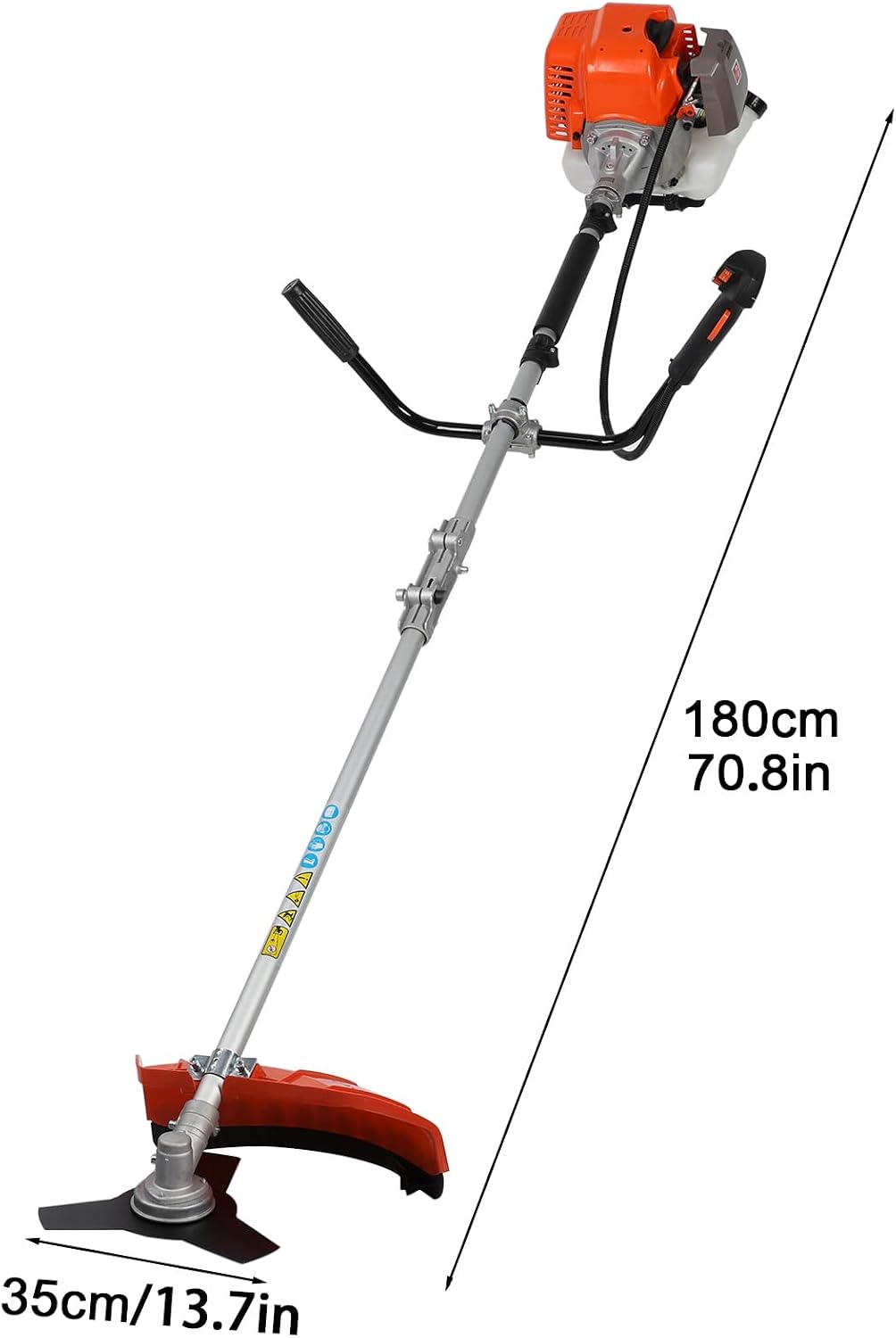 Lawn Mower, Gas String Trimmer, 52cc Weed Wacker Gas Powered, 2 in 1 Cordless Hedge Trimmer, 2-Stroke Brush Cutter, Handheld Weed Eater, Plastic Handle & Shoulder Strap Included (Orange)