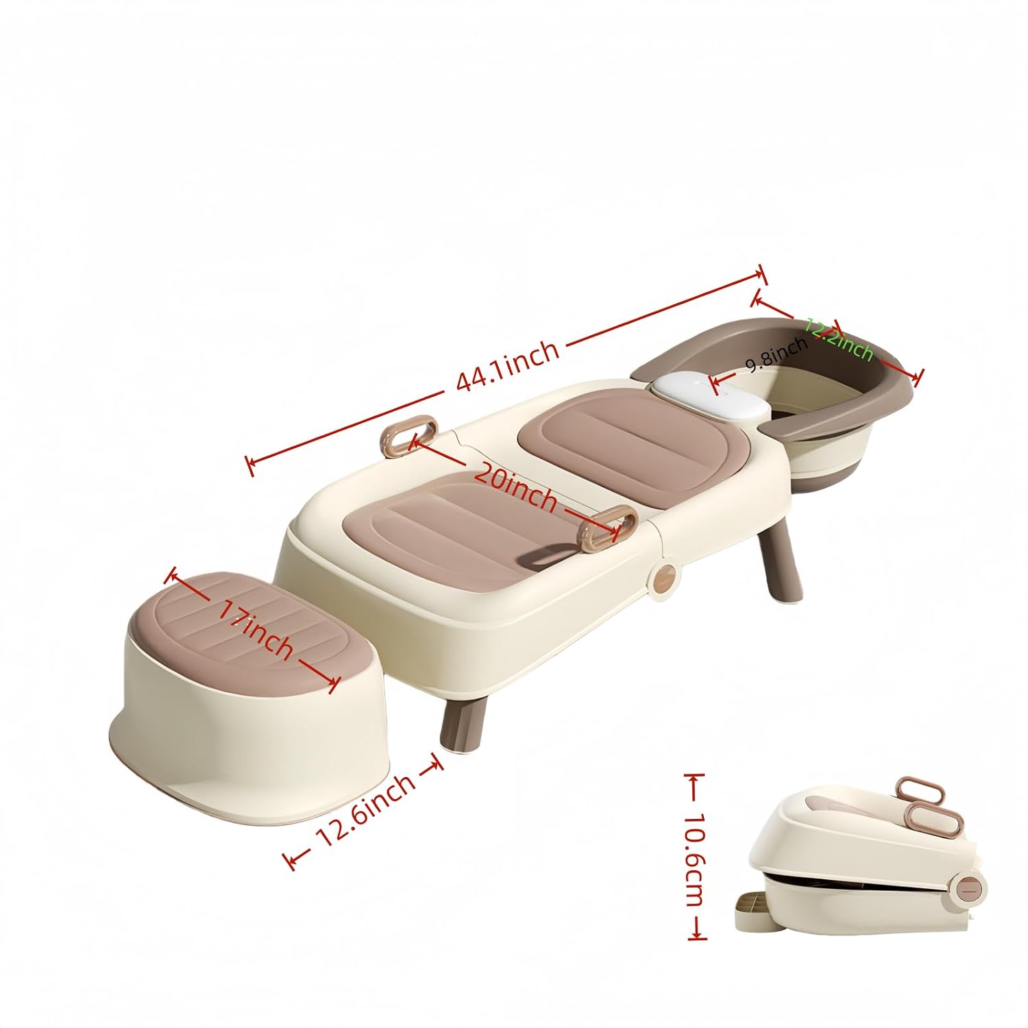 Portable Hair Washing Station,Hair Washing Station for Kids,Baby Bath seat Chair,Foldable Shampoo Chair for Kids,Toddlers,Pregnant Women, Adults,Older People(2,44inch)