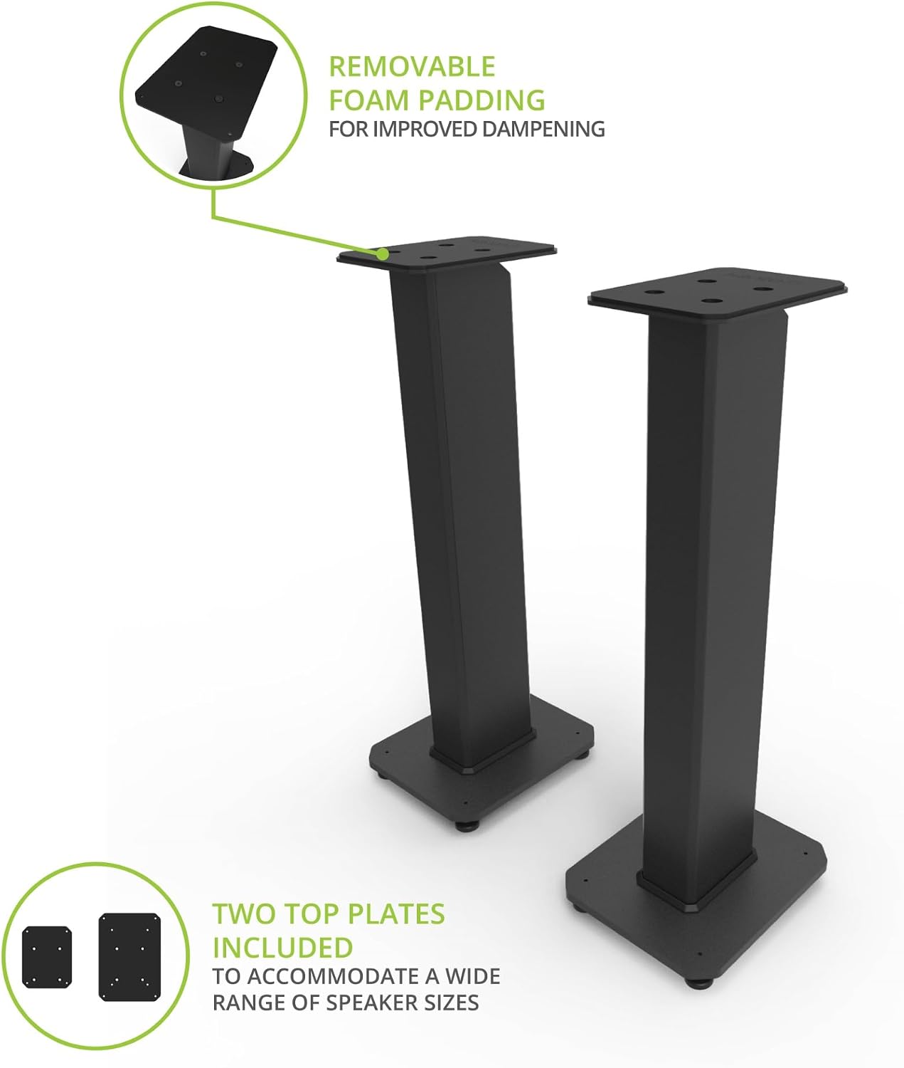 Kanto SX30 Universal Fillable Speaker Floor Stands for Bookshelf Speakers | 30' Tall | Adjustable Isolation Feet | Dedicated Cable Channel | Fill Bags & Level Incl. | Pair | Black