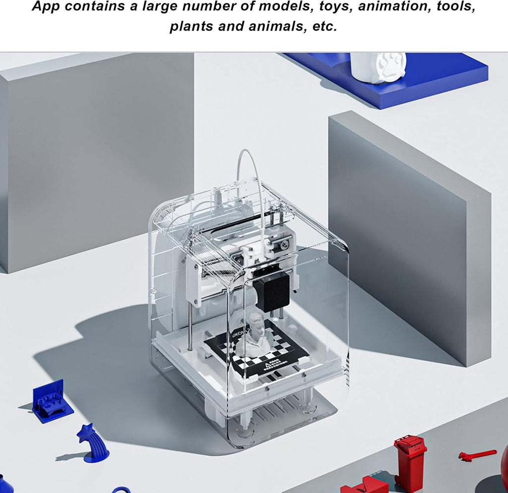 Gonetre 3D Printer Mini Intelligent Desktop 3D Printer High Accuracy Easy to Use Out of The Box Fully Assembled for Beginners Kids Home School Office White EC1 (US Plug)