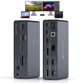 USB C KVM Switch Docking Station for 2 Montors 2 Laptops or MacBook with Displaylink,14-in-1 Thunderbolt Docking Station Support Extended/Copy Mode with 4K@60Hz HDMI and Displayport Dual Display Out