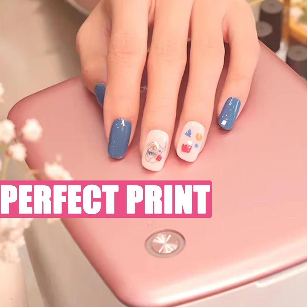 Nail Printer Nail Art Machine,Portable 3D Nail Painting Machine, 1000+ Designs, DIY Nail Printer Control Through Mobile App for Home Salon,Cute Girls Women Gift