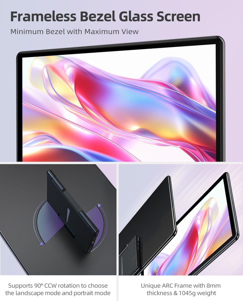 UPERFECT Y Portable Monitor Freestanding Touchscreen, 15.6''FHD 1080P IPS Screen with Adjust Stand, 2000:1 Contrast Ratio, 100% sRGB w/Standard HDMI/USB 3.0/Type C, Built-in Speaker/Ambient Light