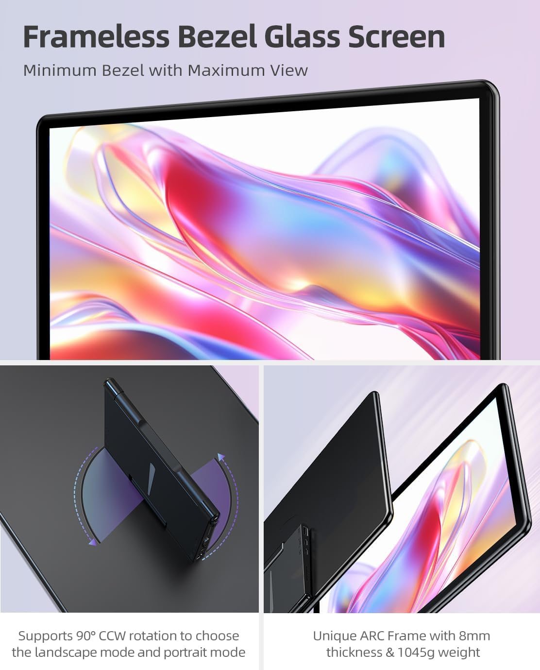 UPERFECT Y Portable Monitor Freestanding Touchscreen, 15.6''FHD 1080P IPS Screen with Adjust Stand, 2000:1 Contrast Ratio, 100% sRGB w/Standard HDMI/USB 3.0/Type C, Built-in Speaker/Ambient Light