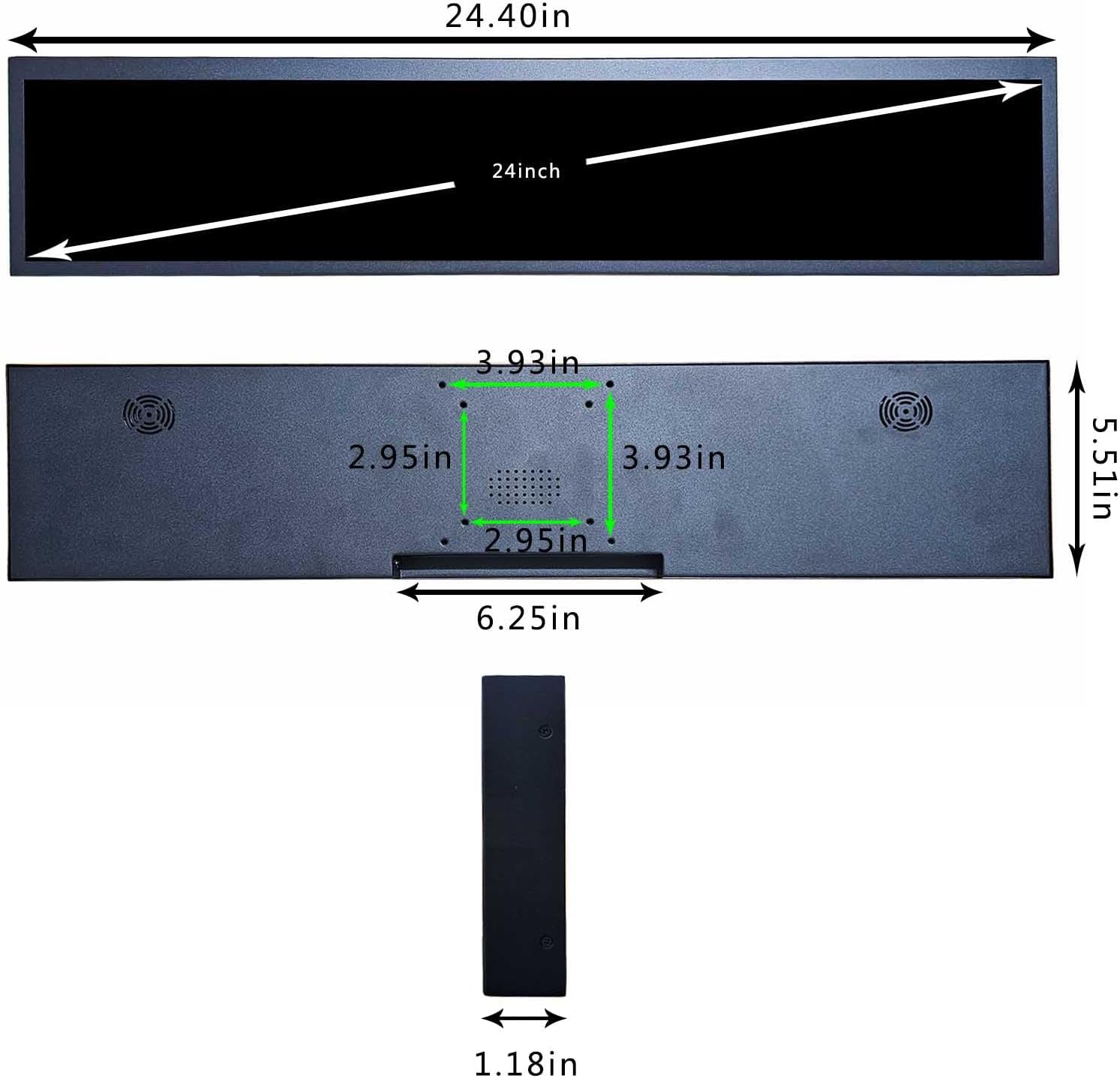 VSDISPLAY 24 Inch Digital Signage Advertising Display 1920x360 IPS Android11 Stretched Bar LCD Monitor Supports Auto Copy Autoplay for Marquee Supermarket Exhibition