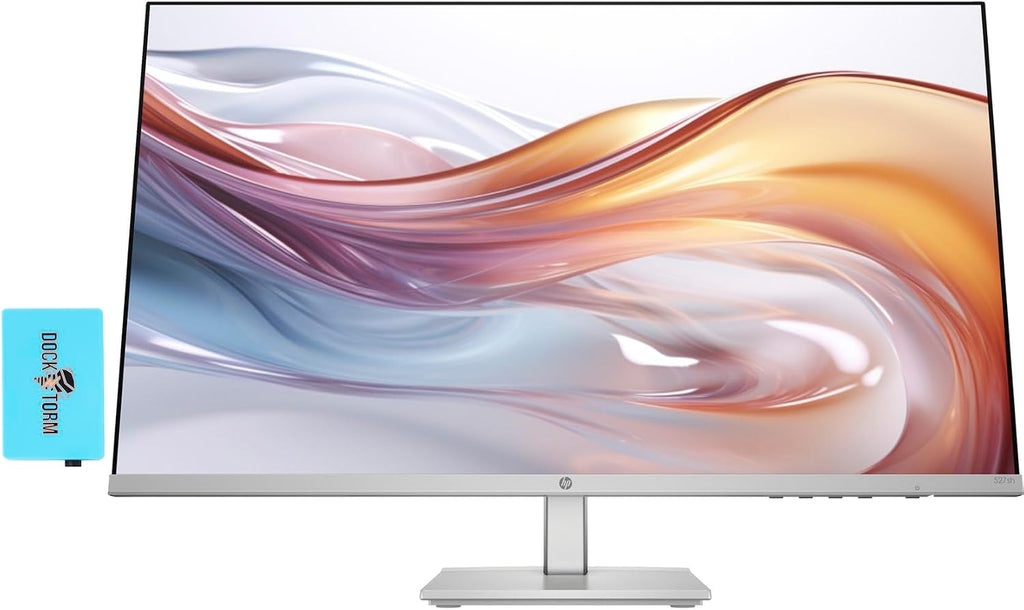 HP Series 5 527sh Monitor (Replaces M27h) 27' 100Hz IPS FHD (1920x1080) 99% sRGB Display, Adjustable Height & Tilt, Flicker Free, Anti-Glare, Black/Silver w/DKZ USB Port Expander