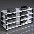 Audio Rack 1/2/3/4 Tier Stereo Rack Audio Equipment Rack Audio Stereo Shelf Wooden HiFi Rack Audio-Video Shelving Shock-Absorbing(Wei�,4 Tier)