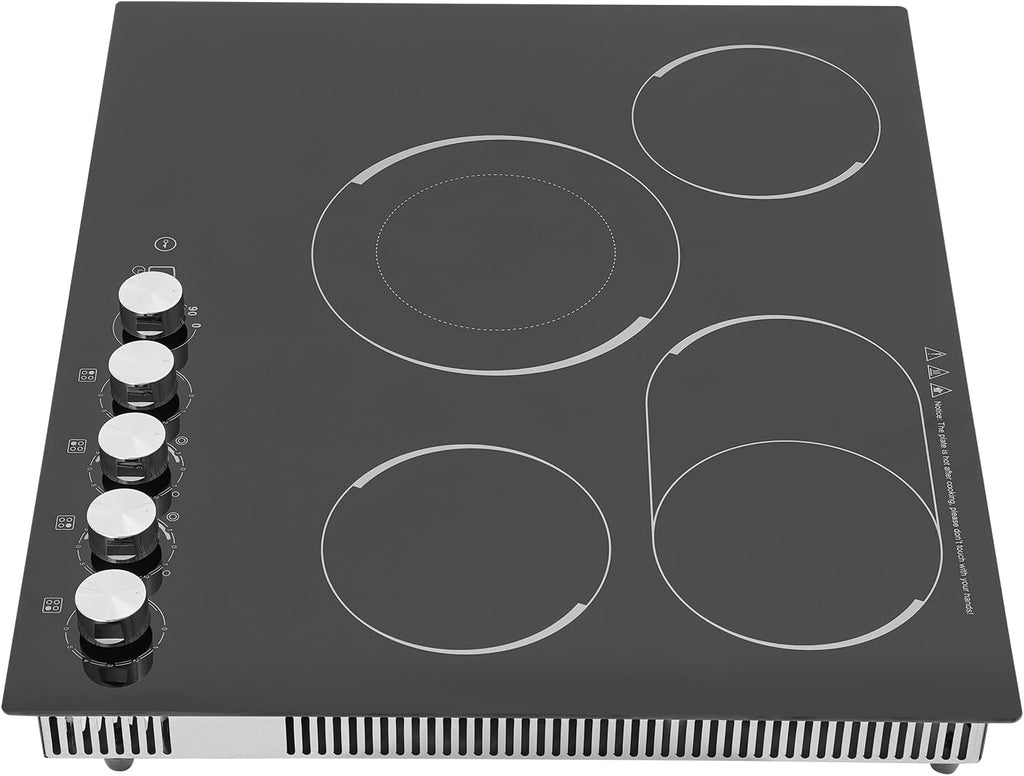 Electric Cooktop, 4 Burner 3400W Built-in Stovetop, Electric Stove Top with Timer, 5 Heating Level, Kid Safety Lock, 110V Hard Wire, No Plug