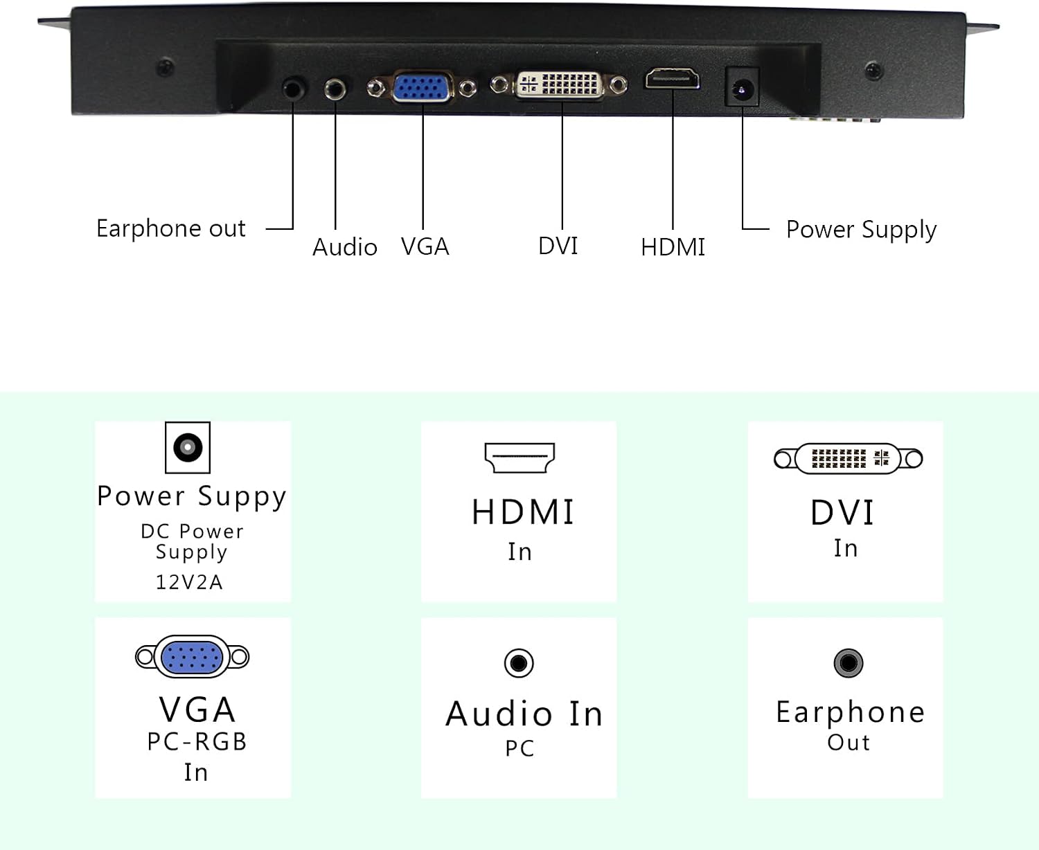 VSDISPLAY 10.4 Inch 800x600 Portable LCD Monitor VS104ZJ01 Extra Display Screen with DVI VGA Input,Built-in Dual Speakers