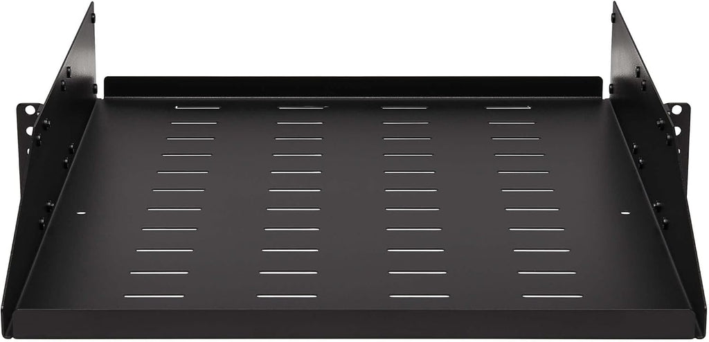 Tripp Lite 2U Universal Mount Server Rack Enclosure Shelf, Black Steel, Vented Airflow Design, Mount Hardware Included, 21.7 inch Depth, 100 lbs / 45 kg Capacity, 5-Year Warranty (SRSHELF2PUNIV)