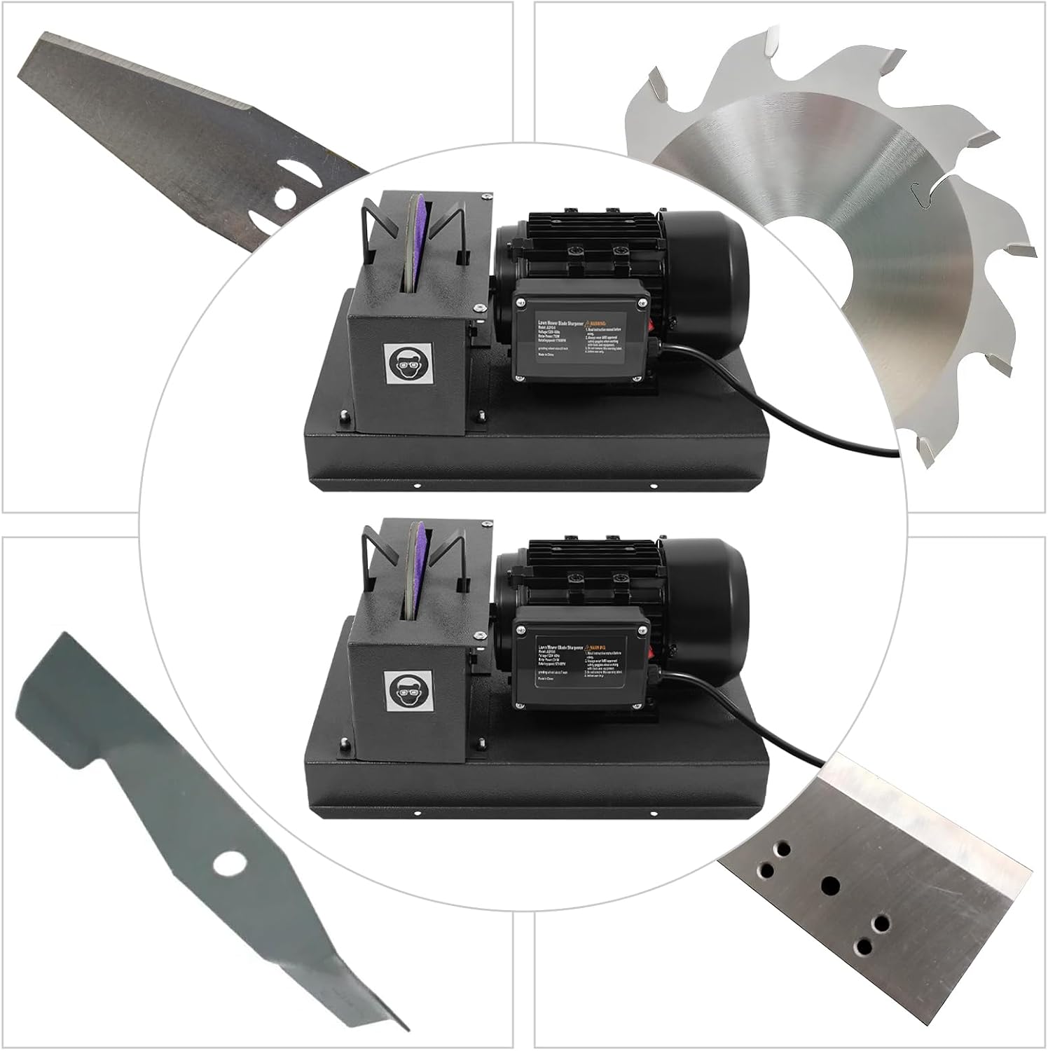 Bacocoo Lawn Mower Blade Sharpener, 1HP 750W Lawn Mower Blade Grinder with 9-inch Ceramic Wheel, Sharpens High/Low Lift, Gator & Flat Blades.