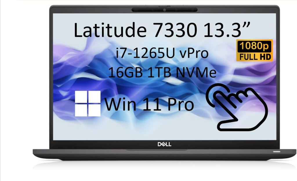 Dell Latitude 7330 7000 13.3' FHD Touch (12th Gen Intel Core i7-1265U vPro, 16GB RAM, 1TB NVMe SSD) Business Laptop, IR Webcam, Backlit, Thunderbolt 4, Win 11 Pro (Renewed)