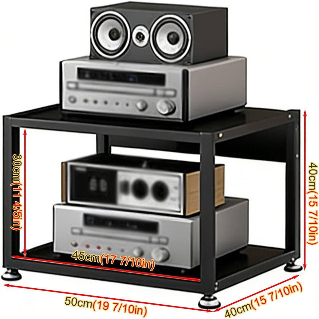 YLLFFLL Small Audio Component Rack Tower Media Stereo Stand Equipment Shelf 2 Layer, Modern Audio Stands and Cabinets for Studio, Standing Game Console Shelf(#2,H 40CM(15 7/10IN))