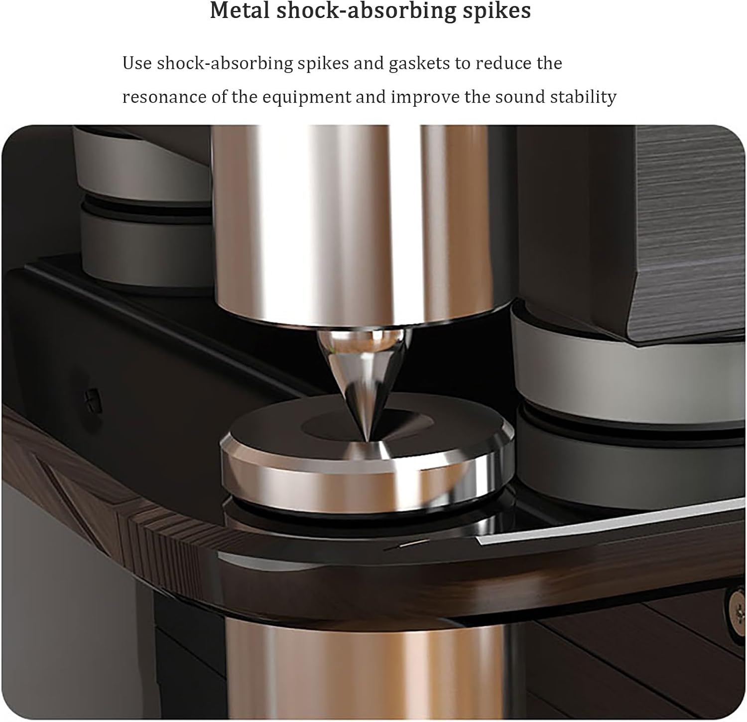Modern AV Media Rack, 3-Tier Stereo Cabinet with Shock-Absorbing Nails, Tempered Glass Shelves, Stainless Steel Legs, Black Media Storage Stand (60x40x57cm)