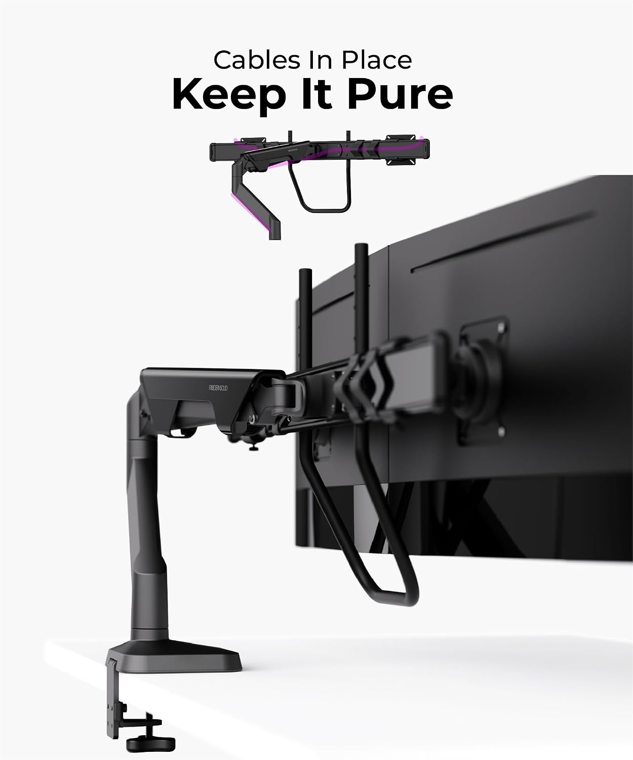 Modernsolid Dual Monitor Arm Desk Mount with Gas Spring, Fits 17–32 inches Screens up to 33 lbs, VESA 75x75/100x100, Crossbar Handle for Easy Adjustment, Black