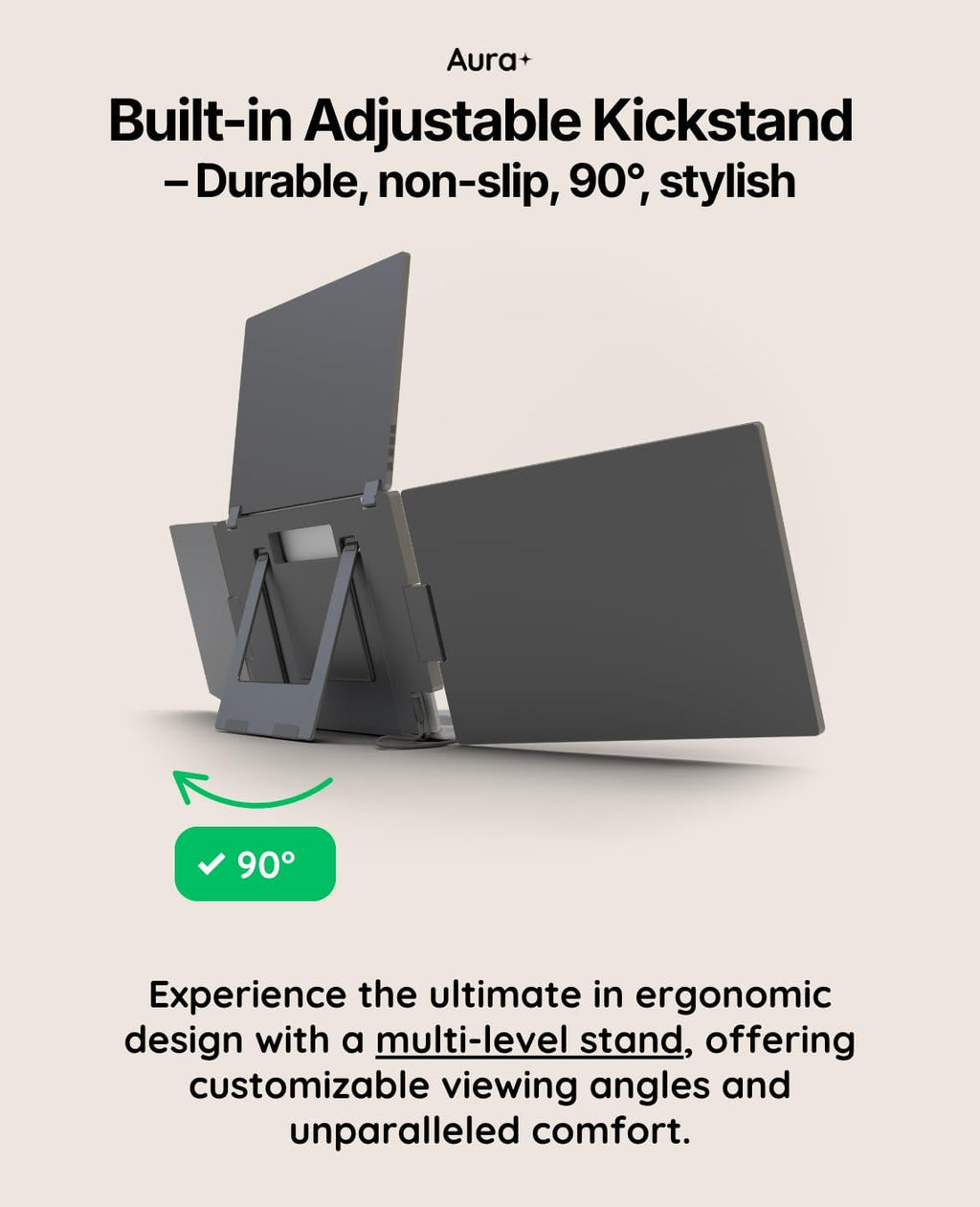 Triple Boost Pro 14' | Premium Triple Portable Monitor Extender | Full Aluminum | Quad Screens | 3×14' FHD 1080P HDR IPS | USB-C & HDMI | Compatible with 11'-18' Laptops