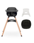 Lalo The High Chair Infant Kit - Convertible Wooden High Chair for Babies & Toddlers with Infant Support & Cushion, Grows with Your Child, Dishwasher Safe Tray, Adjustable Footrest Licorice