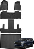 Floor Mats for Chevy Suburban & GMC Yukon XL 7 Seats 2021-2025 2026 All Weather Cargo Liner for Suburban Accessories Carpet TPE Heavy Duty Floor Mat (2nd Row Bucket Seats)