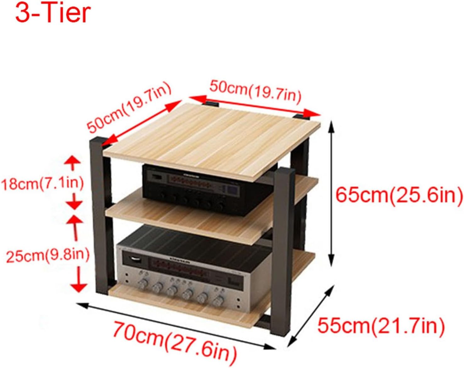 Modern 3-Tier Wooden AV Stand - Stylish Corner Cabinet for Home/Office/Theater, Storage for CD Players & Audio Equipment, Functional & Sleek Design