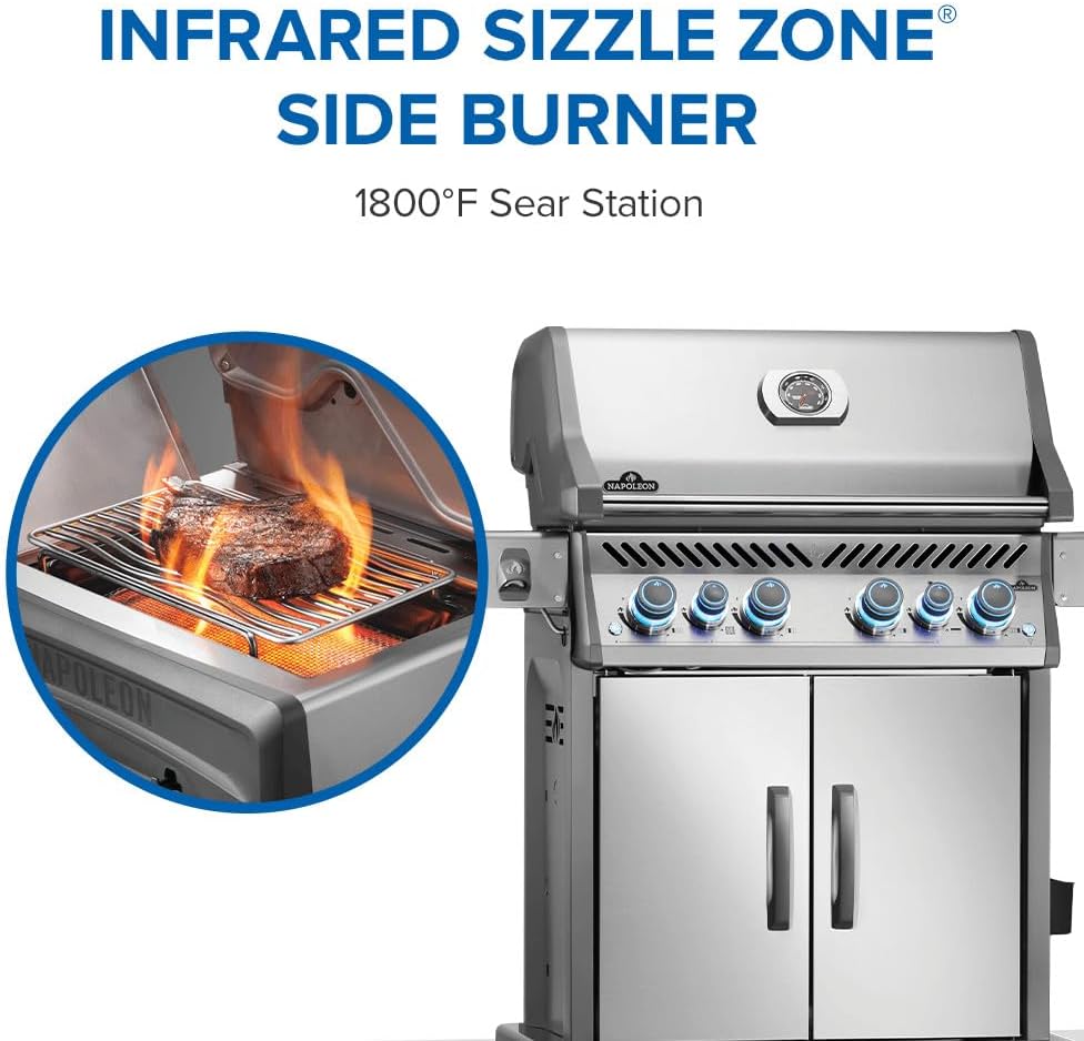 Napoleon Rogue PRO-S 525 Natural Gas Grill with Infrared Side and Rear Burners, Stainless Steel, Durable 6-Burner Cooking Surface