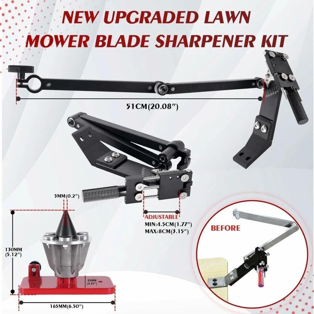 Lawn Mower Blade Sharpener & Magnetic Balancer Kit, 15°-45° Adjustable, Replacement for BARTOO OEM