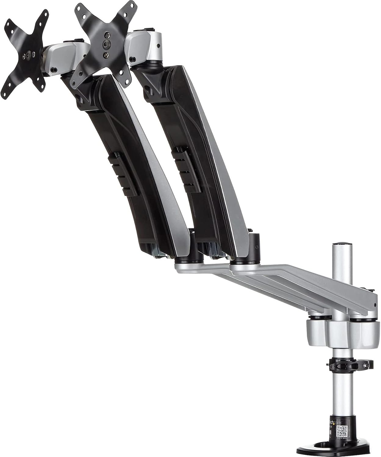 StarTech.com Desk Mount Dual Monitor Arm - Articulating - Supports VESA Monitors 12'' to 30' (19.8lb/9kg) - Adjustable - Grommet/Desk Mount - Premium - Silver, TAA (ARMDUAL30)
