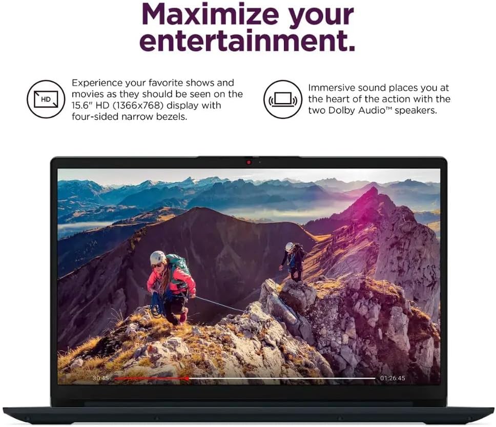 Lenovo 15.6' IdeaPad 1 Laptop | 20GB RAM | Dual Storage: 256GB SSD + 128GB eMMC | Wi-Fi 6 | USB-C | 1-Year Microsoft Office 365 | Intel Dual-Core | HD Display | Windows 11 | w/WOWPC Recovery USB